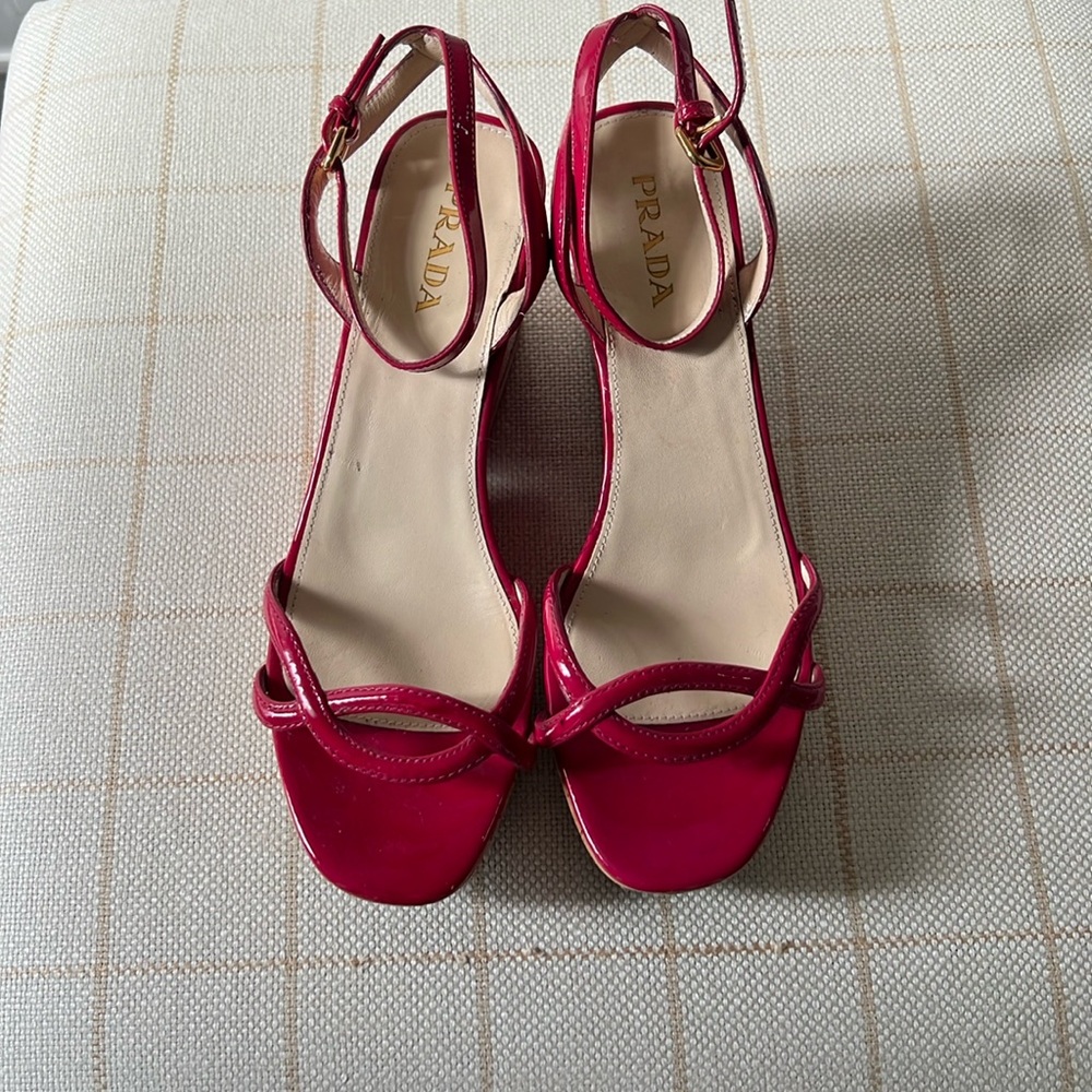 Pink Prada cork wedge